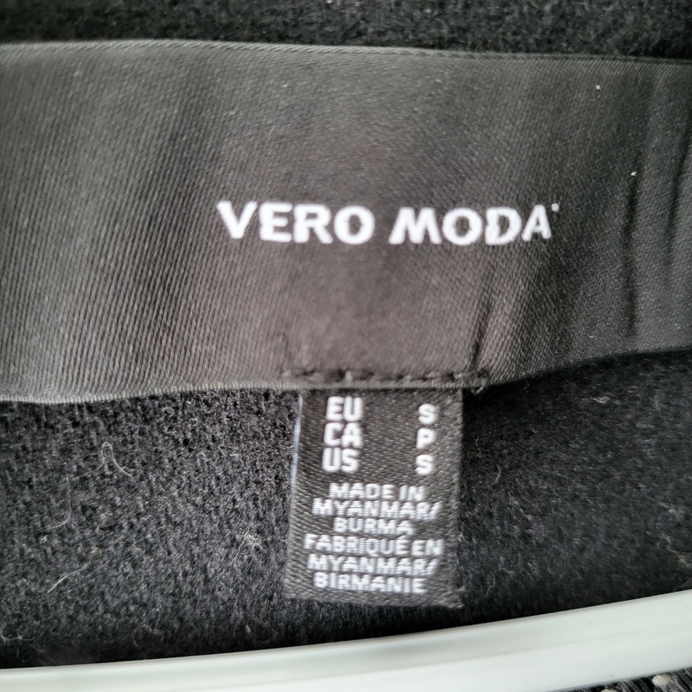 Vera Moda Black Wool Blend Funnel Neck Coat - Picture 10 of 10